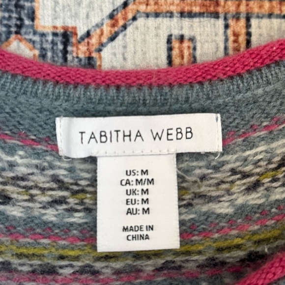 Anthropologie Tabitha Webb Women's Blue Fair Isle Lambswool Blend Sweater Size M - Picture 6 of 11